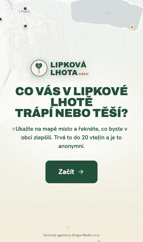 Úvodní obrazovka aplikace pro sběr podnětů